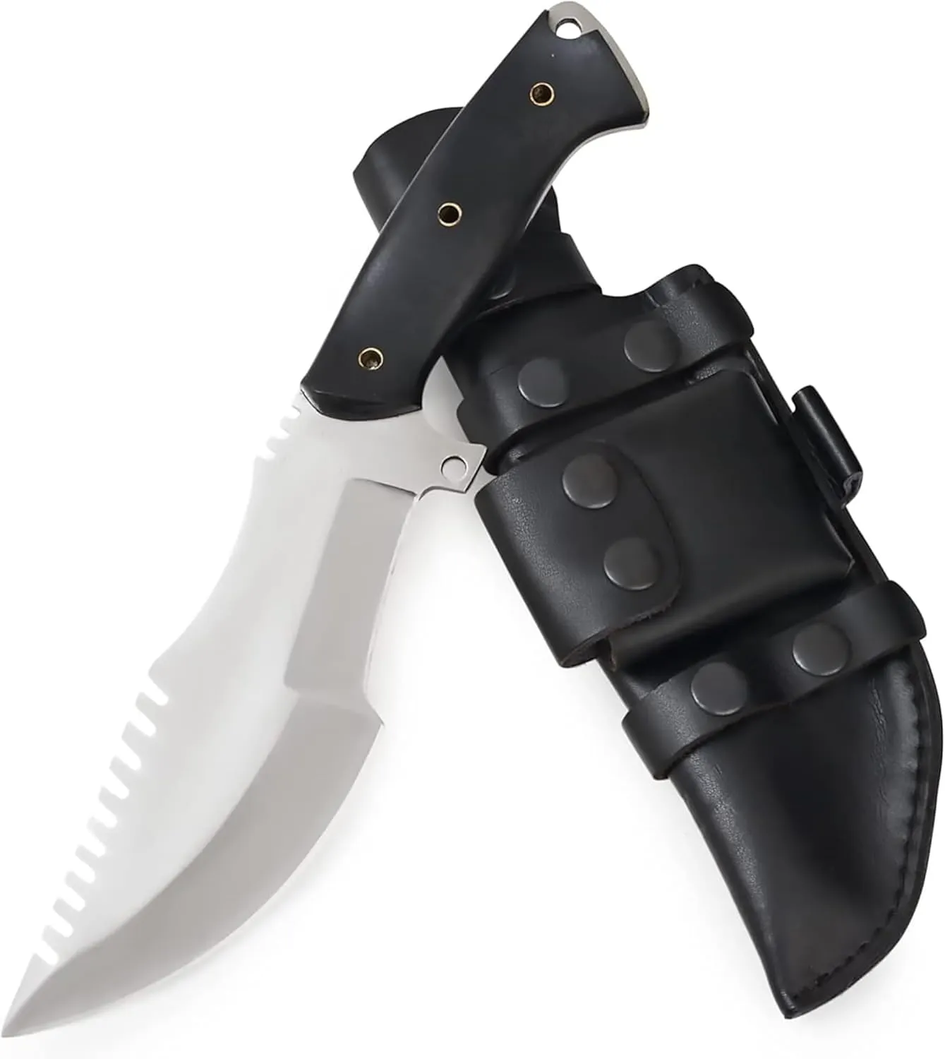 BIGCAT ROAR Handmade Tracker Knife - Full Tang Fixed Blade Hunting Knife with Sheath and Ergonomic Handle - 12″ EDC D2 Steel Outdoor Knife - Black Jaguar