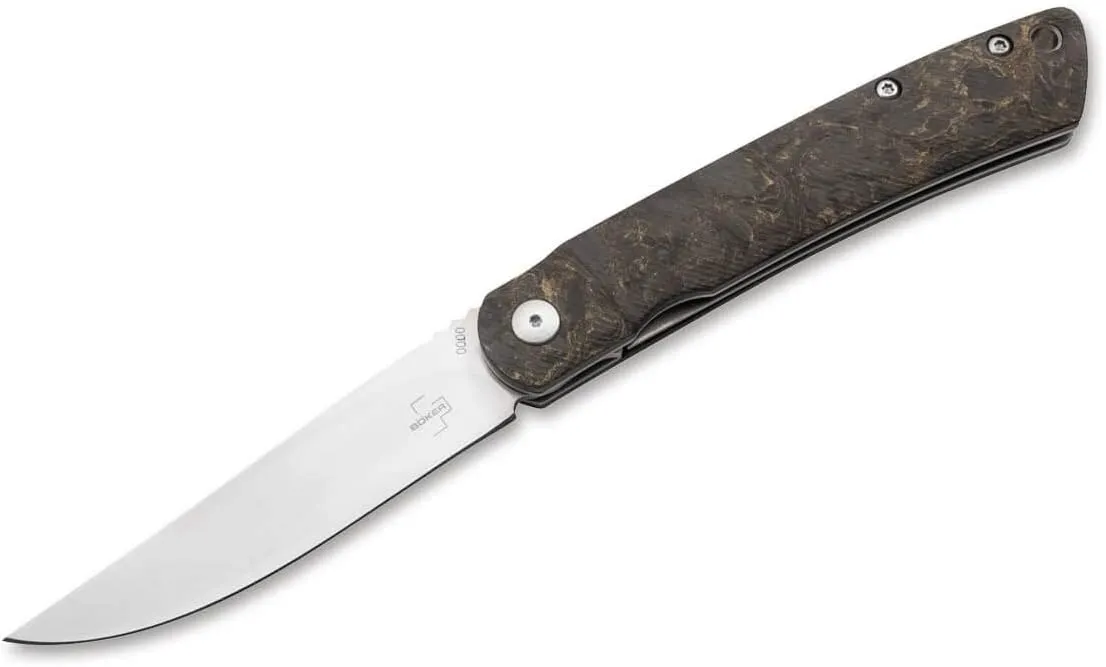 BÖKER PLUS LFL07 - flipper pocket knife with carbon fiber handle scales - folding knife with CPM-S-35VN blade - small knife with clip
