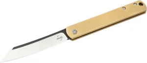 Böker Plus Zenshin 42 Brass - pocket knife with brass handle scales - classic Folding knife with 440C blade - with knife case