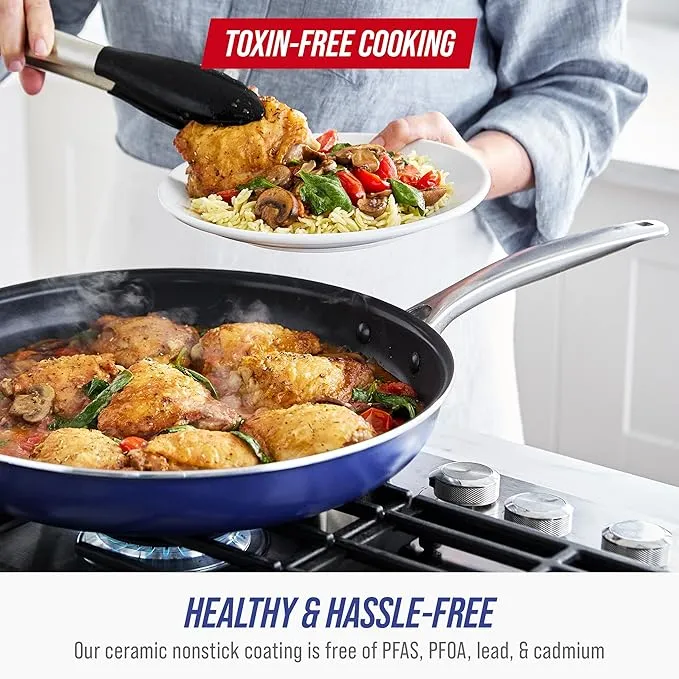 Blue Diamond Cookware 10 Piece Cookware Pots and Pans Set