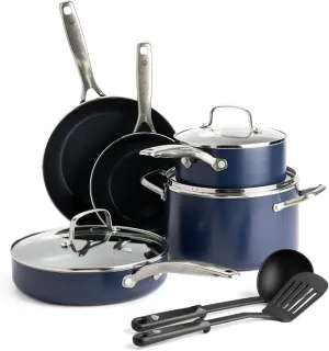 Blue Diamond Cookware 10 Piece Cookware Pots and Pans Set