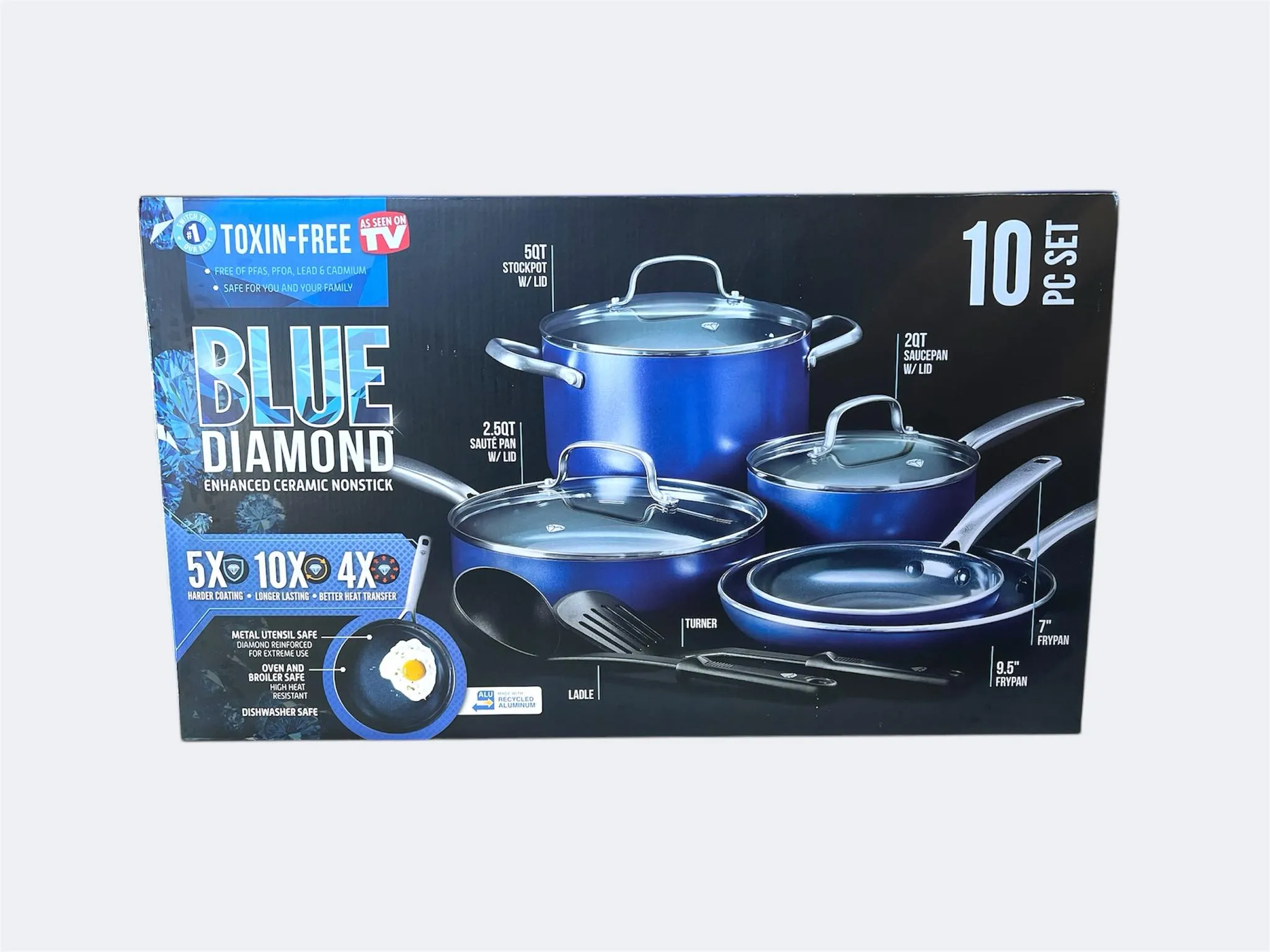 Blue Diamond Cookware 10 Piece Cookware Pots and Pans Set