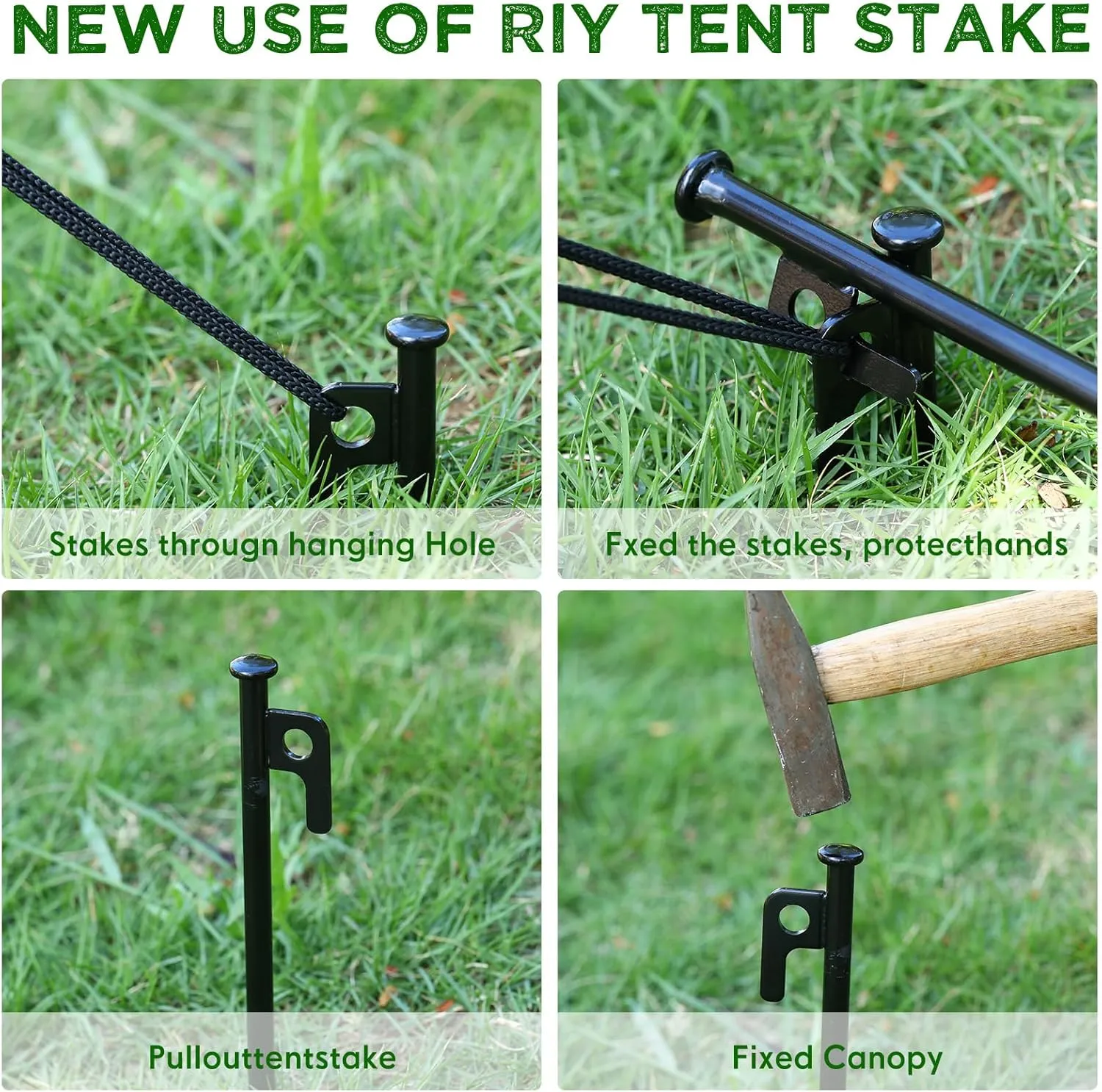 Blulu 24 Pcs Tent Stakes Heavy Duty Steel Metal Tent Pegs Unbreakable and Inflexible Metal Stakes Tent Spikes for Camping, Yard Decoration, Picnic, Tarp(12 Inch,Black)