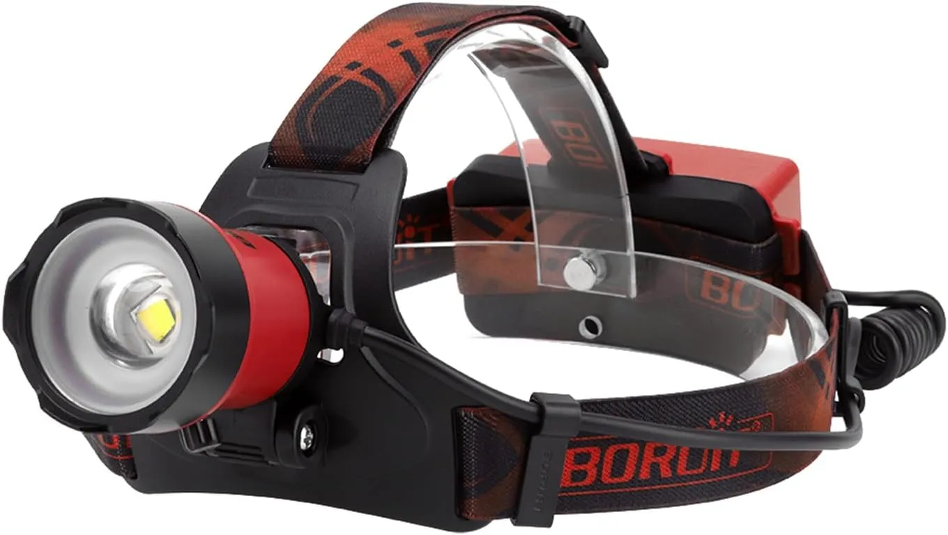 BORUIT B13 Headlamp Rechargeable, LED Super Bright Head Lights for Forehead, 90° Adjustable, 4 Modes Battery Powered Head Lamp, IPX4 Waterproof