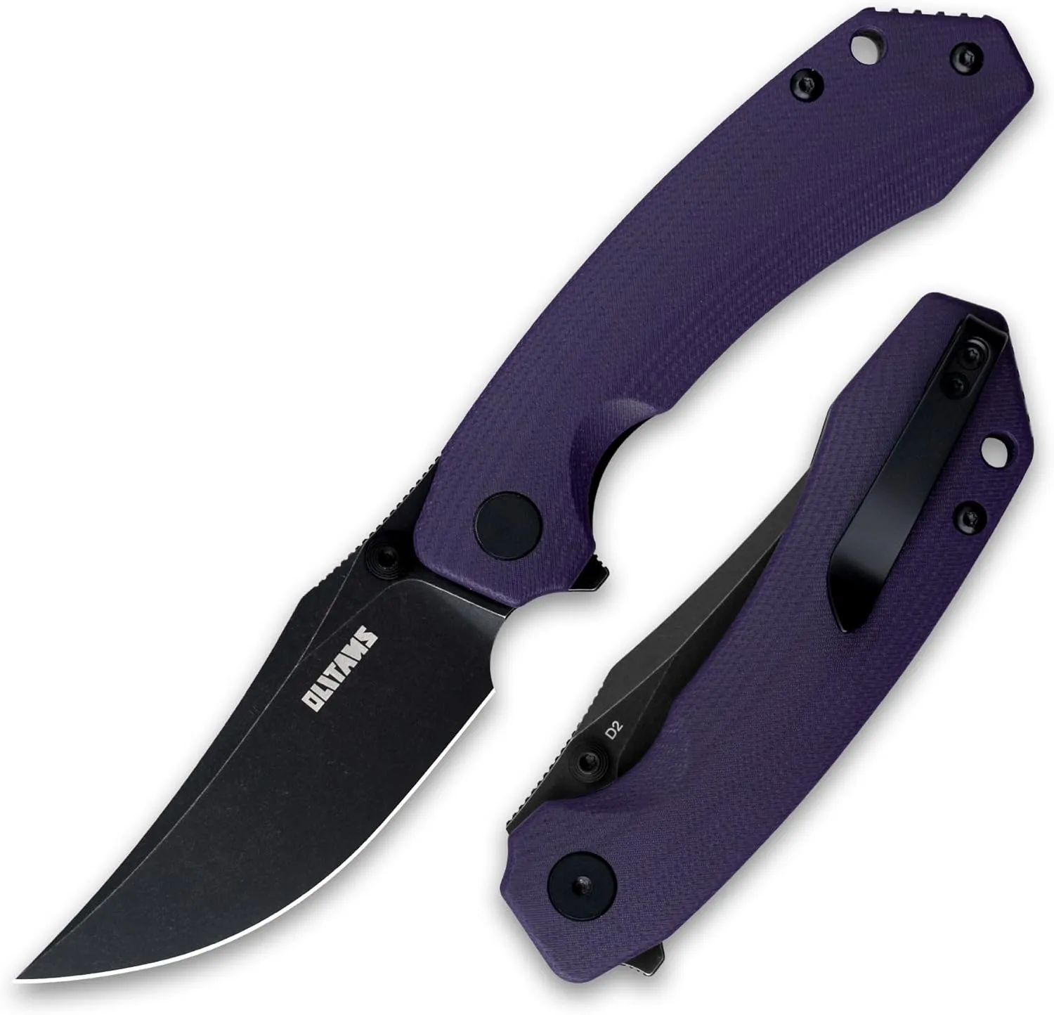 Bowie Pocket Knife, EDC Knife, Folding Knife with 3.4'' D2 Steel Blade, Hunting Knife with G10 Scales for Camping, Survival - Suitable for Men & Women-G059PB