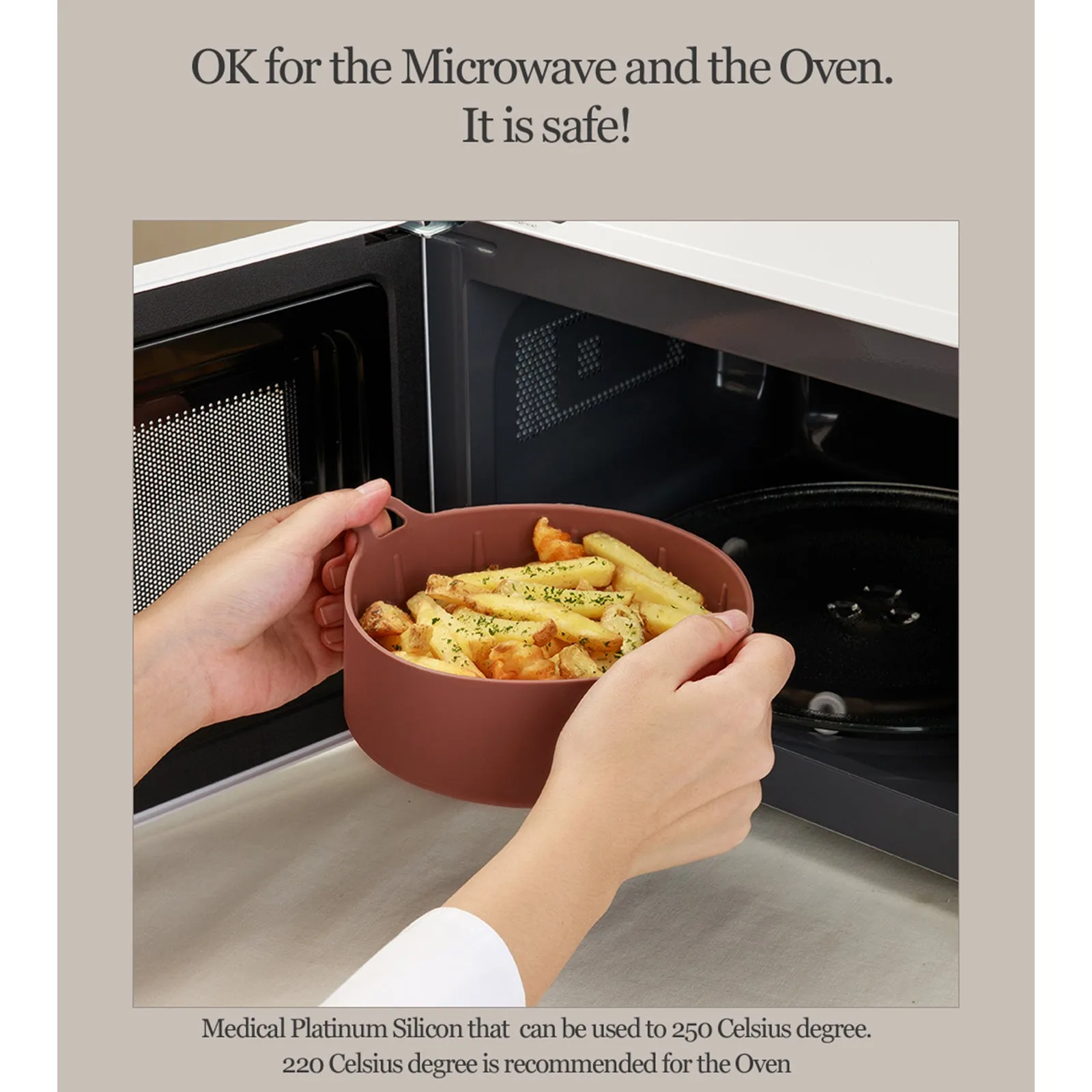 Brown Highly functional Reusable Nontoxic Silicone Extra Popular pick Nonstick Airfryer Pot Large