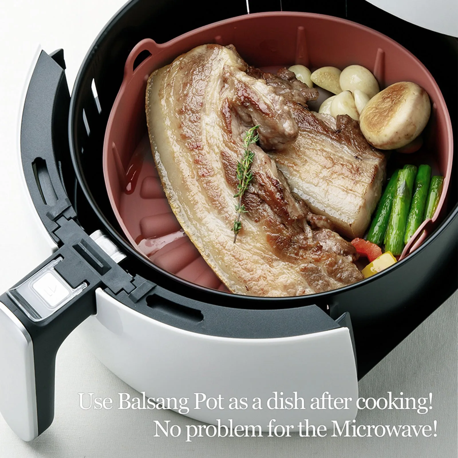 Brown Highly functional Reusable Nontoxic Silicone Extra Popular pick Nonstick Airfryer Pot Large