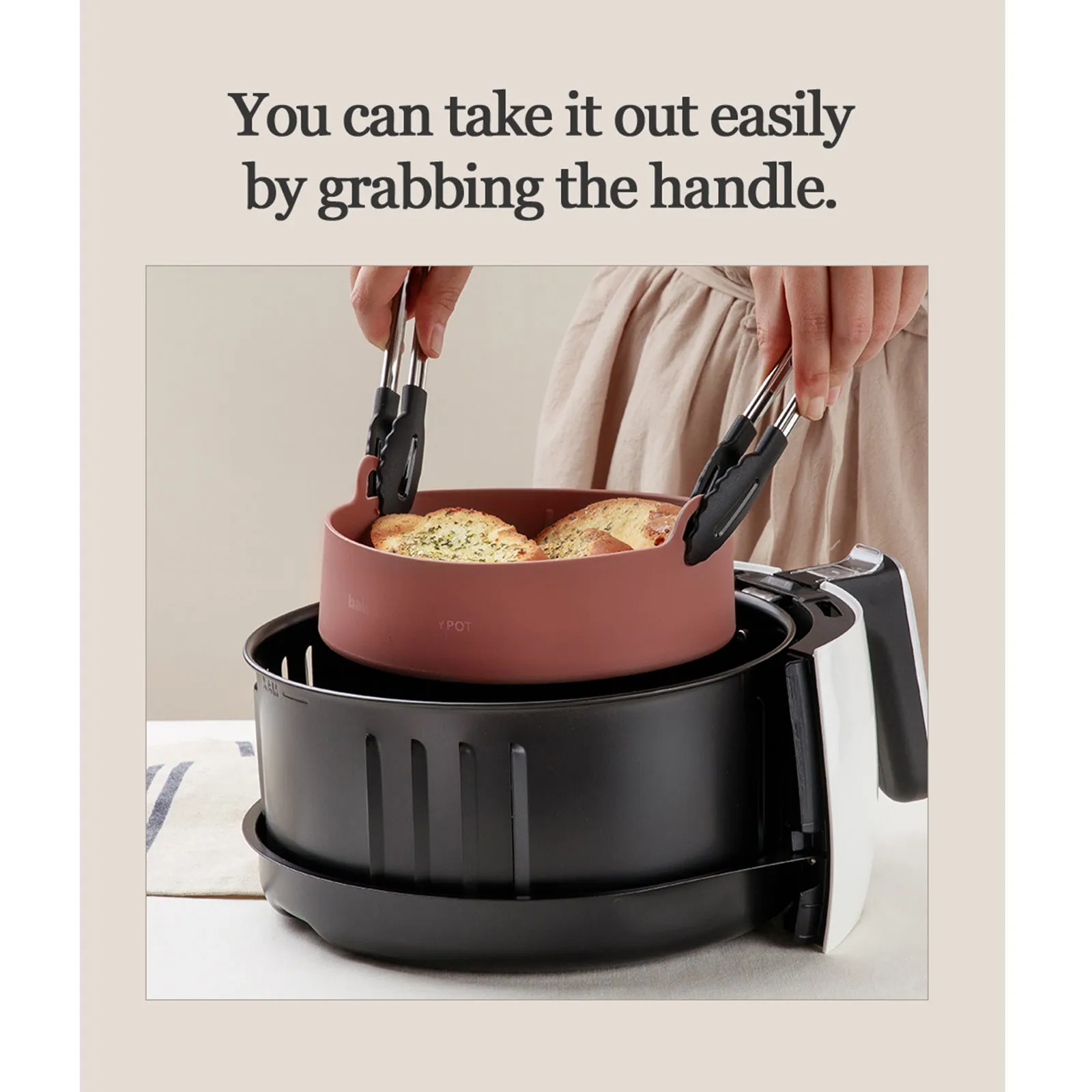 Brown Highly functional Reusable Nontoxic Silicone Extra Popular pick Nonstick Airfryer Pot Large