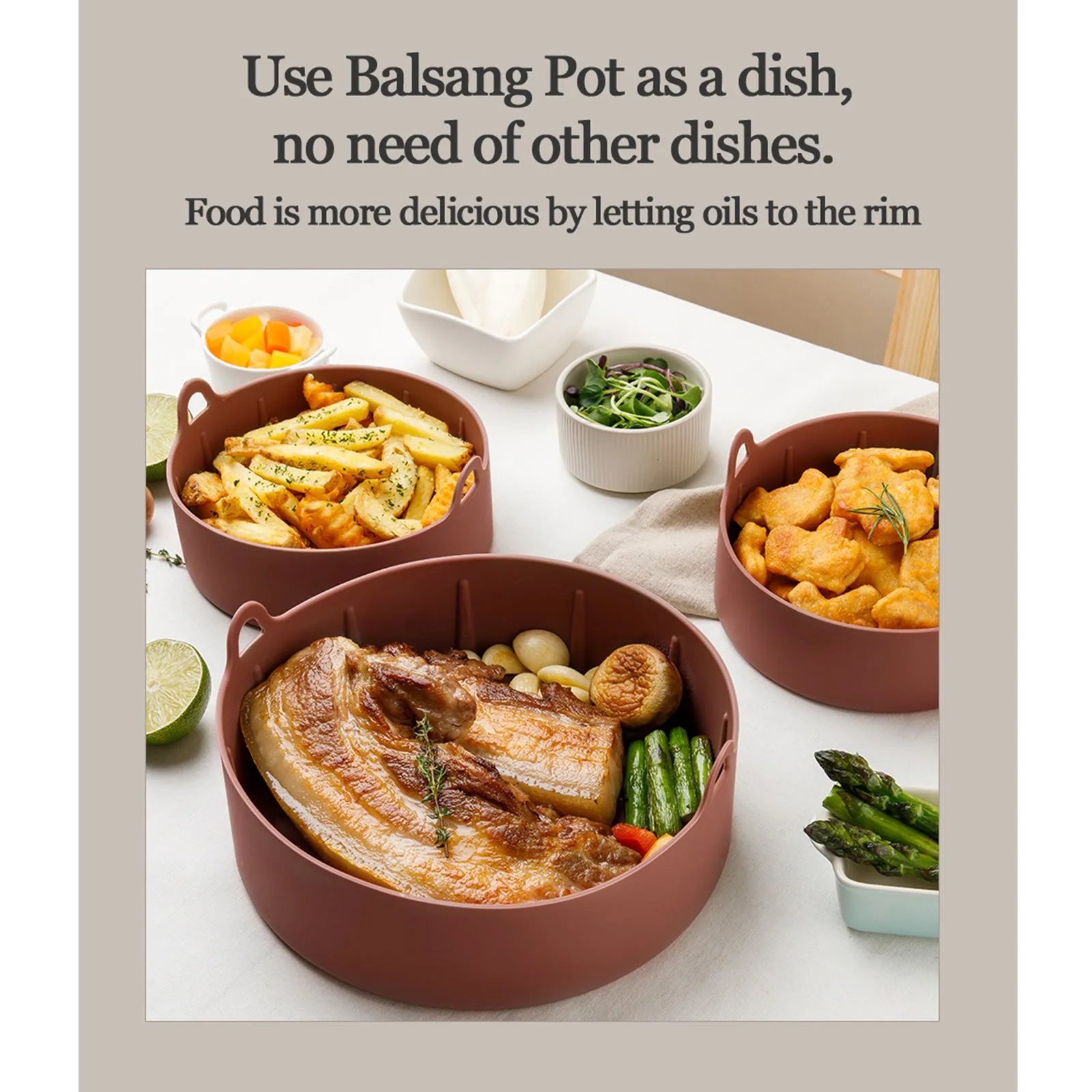 Brown Highly functional Reusable Nontoxic Silicone Extra Popular pick Nonstick Airfryer Pot Large