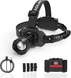 Cadigan Rechargeable Headlamp 10000 High Lumen Head Light with 3 Modes, Motion Sensor& IP65 Waterproof 90° Adjustable Head Light for Camping Hiking Fishing Running Emergency Hard Hat Headlight