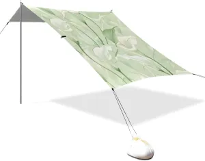 Calla Lily Flower Pastel Colors Mint Green Designed UPF50  Beach Cabana Easy Setup Large Sun Shelter with Carrying Bag for Backyard, Grassland, Park paraguas de Playa