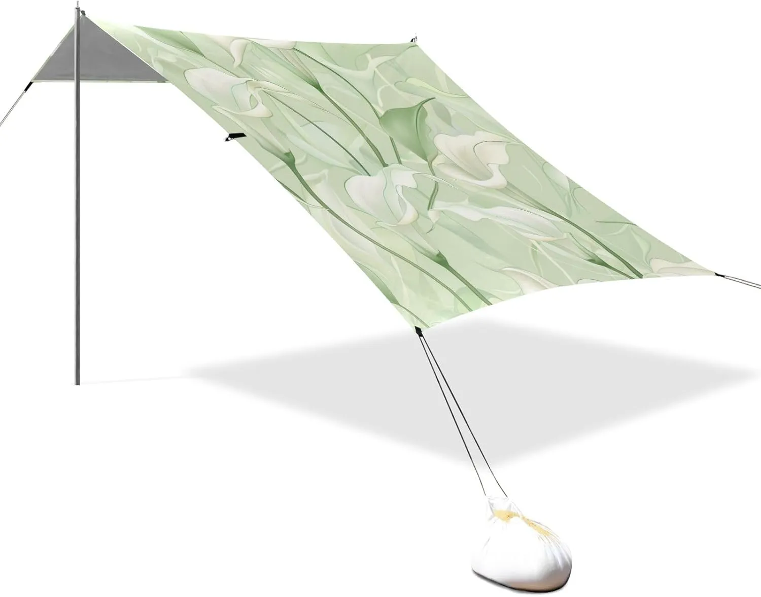 Calla Lily Flower Pastel Colors Mint Green Designed UPF50  Beach Cabana Easy Setup Large Sun Shelter with Carrying Bag for Backyard, Grassland, Park paraguas de Playa