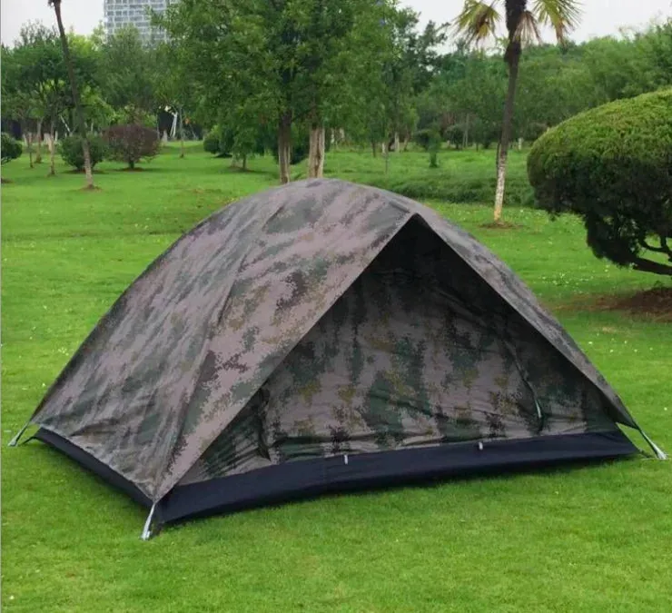Camouflage 2-Person Four-Season Double Tent - Double Door Outdoor Camping Tent