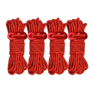Camp Leader 4 Pcs Reflective Rope 4MM - RED