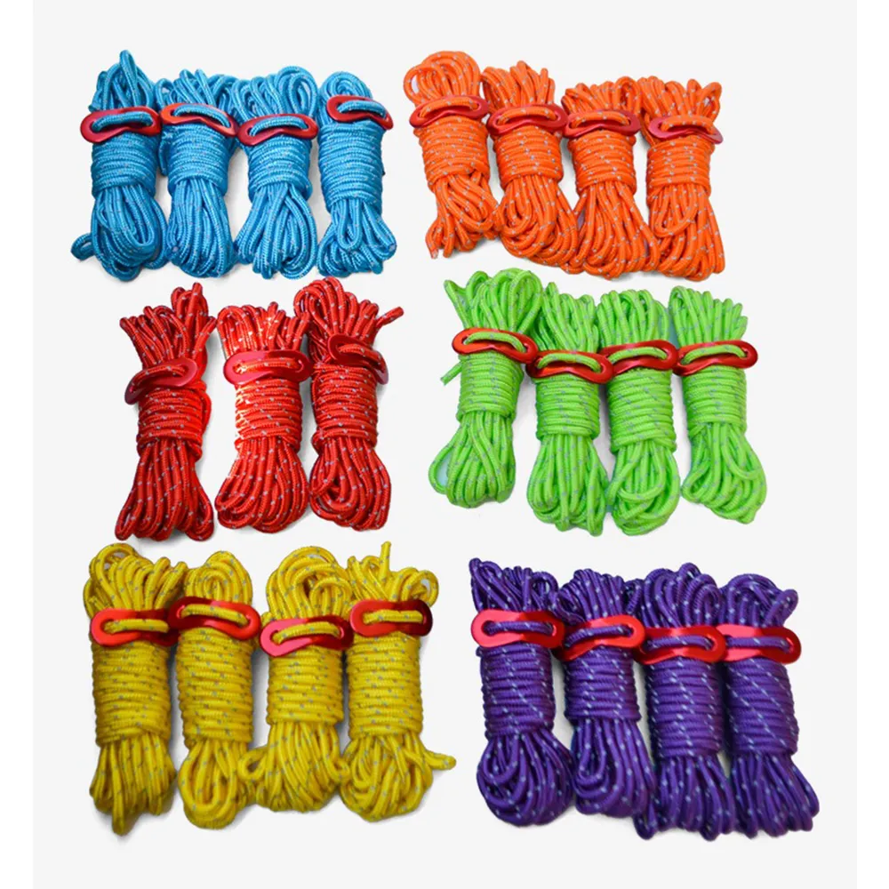 Camp Leader 4 Pcs Reflective Rope 4MM - RED
