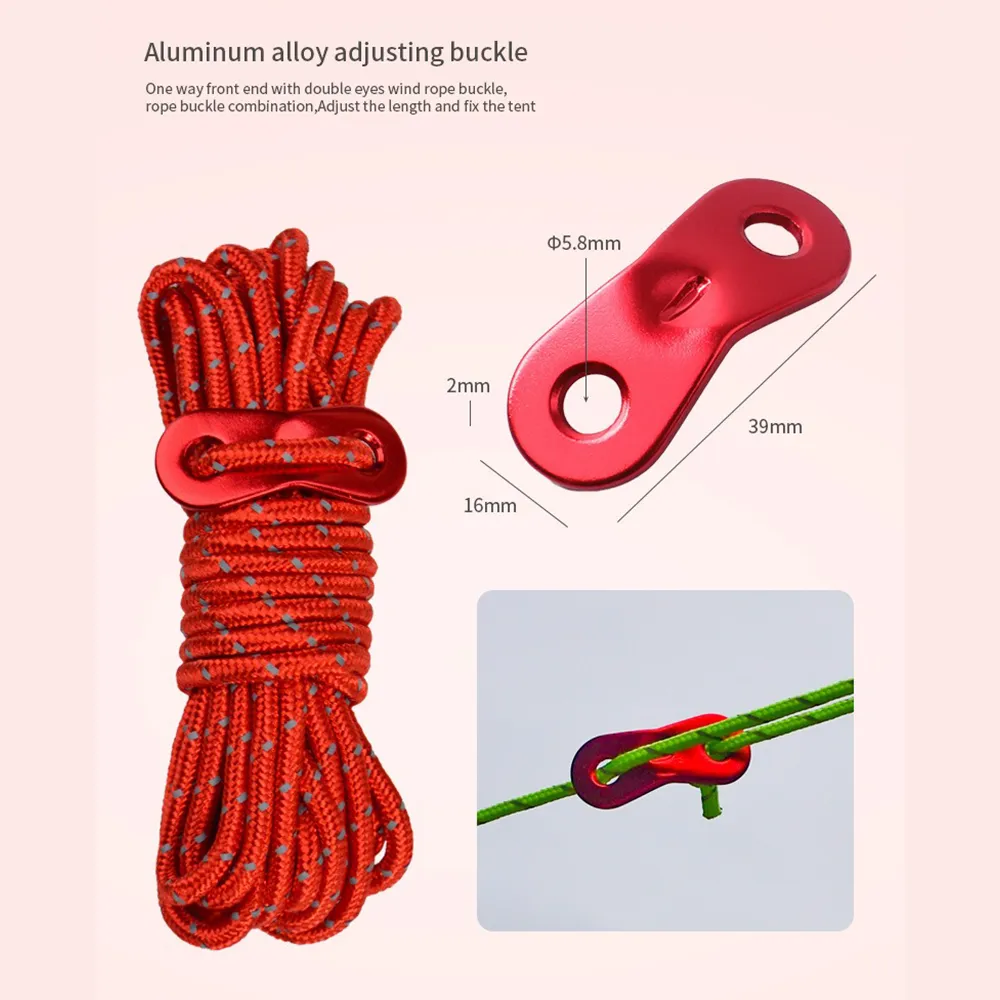 Camp Leader 4 Pcs Reflective Rope 4MM - RED