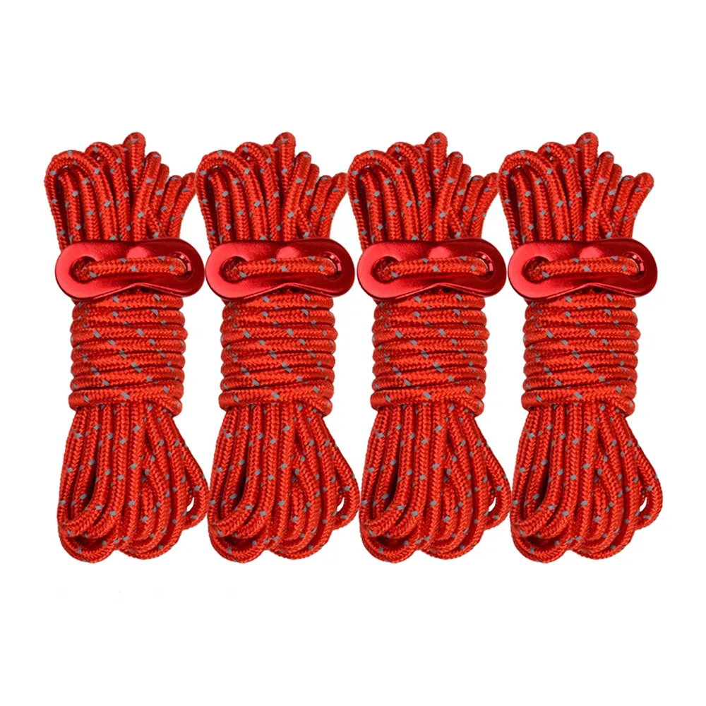 Camp Leader 4 Pcs Reflective Rope 4MM - RED