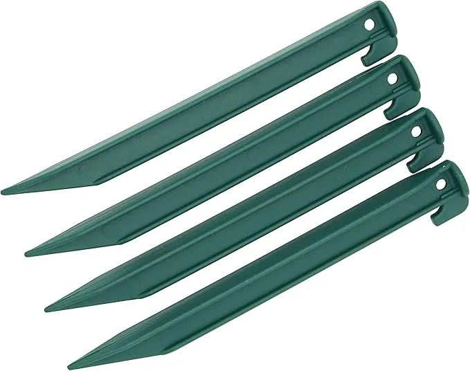 Camping Beach Tent Stake Pegs for Sand,12 Pack Tarp Stakes 9 Inch Canopy Stakes with Pouch, Plastic Light Ground Stakes for Camping, Hiking, Gardening Lawn