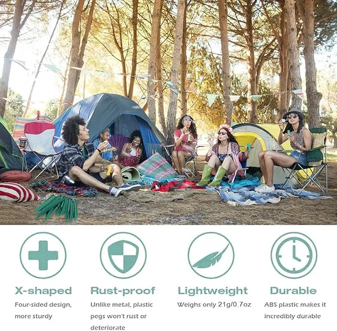 Camping Beach Tent Stake Pegs for Sand,12 Pack Tarp Stakes 9 Inch Canopy Stakes with Pouch, Plastic Light Ground Stakes for Camping, Hiking, Gardening Lawn