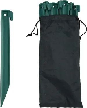 Camping Beach Tent Stake Pegs for Sand,12 Pack Tarp Stakes 9 Inch Canopy Stakes with Pouch, Plastic Light Ground Stakes for Camping, Hiking, Gardening Lawn