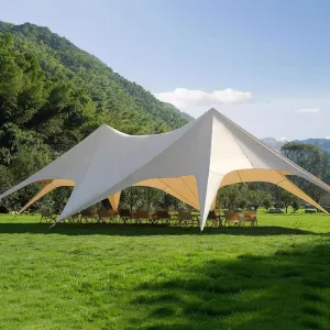 Camping Shade Tarp, Camping Shelter with Pole and Storage Bag, Oxford Fabric Waterproof Canopy for Park Picnic, Beach Trip（1500 * 830 * 400cm）