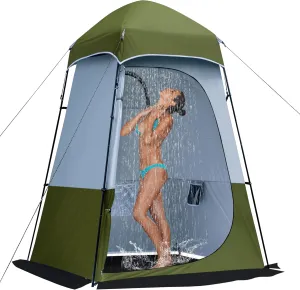 Camping Shower Tent, Oversize Pop Up Changing Tent, Portable Outdoor Bathroom Toilet Tent with Floor, Easy Set Up Privacy Shelter for Dressing, Hiking, Fishing, UPF50 