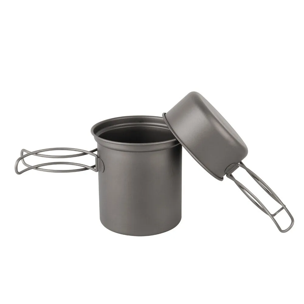 Camping Tableware Titanium Pot Pan Bowl With Folding Handle Outdoor Picnic Cooking Cookware