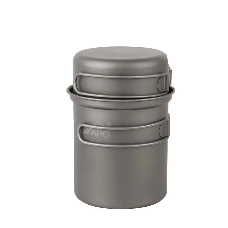 Camping Tableware Titanium Pot Pan Bowl With Folding Handle Outdoor Picnic Cooking Cookware