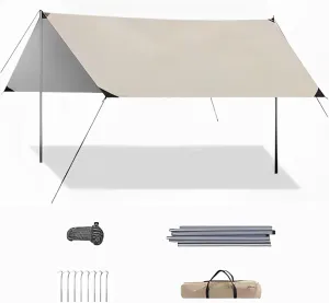 Camping Tarp with Poles Tents for Camping Thickened Black Rubber Higher Canopy Poles Thickened Wind Ropes Easy to Travel for Camping Hiking Backpacking Gardening