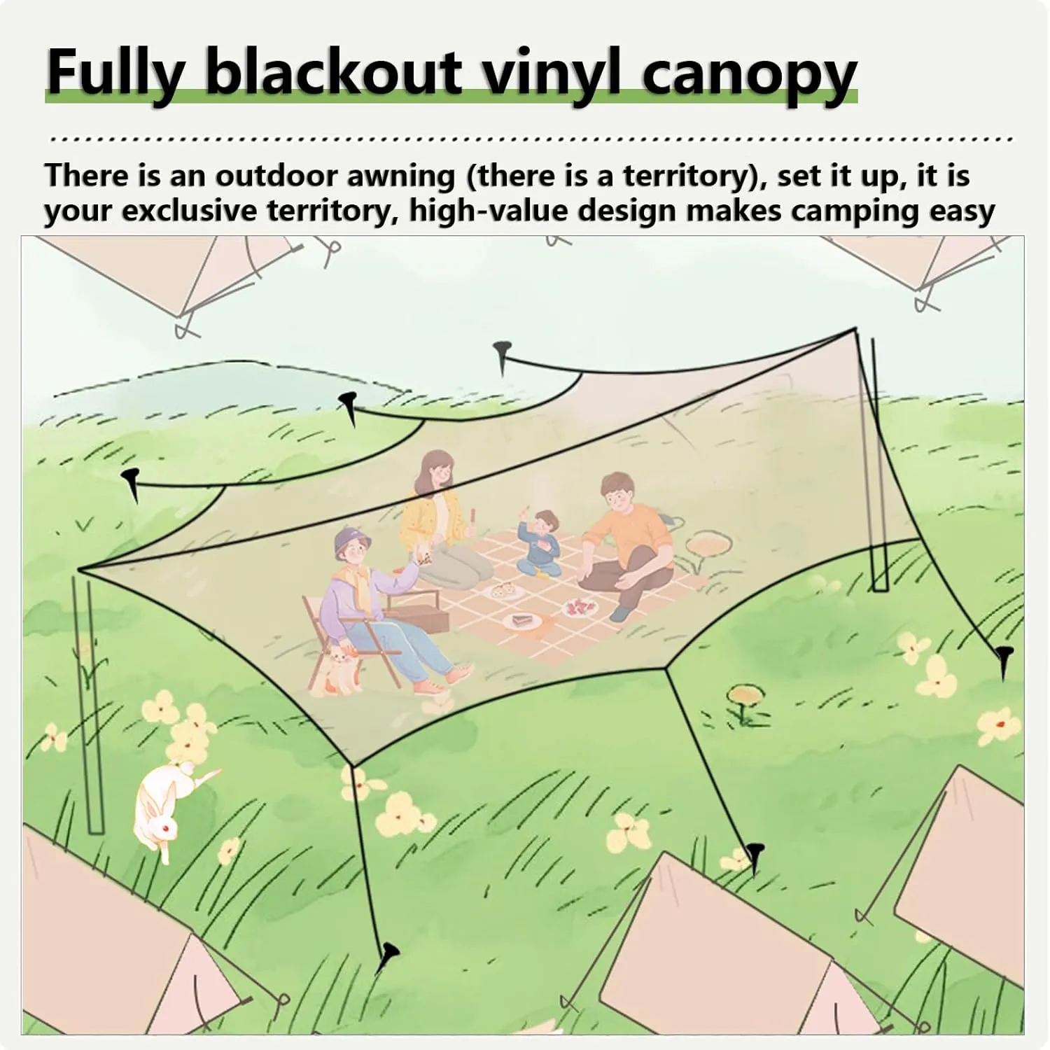 Camping Tarp with Poles Tents for Camping Thickened Black Rubber Higher Canopy Poles Thickened Wind Ropes Easy to Travel for Camping Hiking Backpacking Gardening
