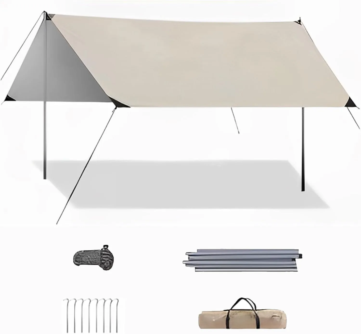 Camping Tarp with Poles Tents for Camping Thickened Black Rubber Higher Canopy Poles Thickened Wind Ropes Easy to Travel for Camping Hiking Backpacking Gardening