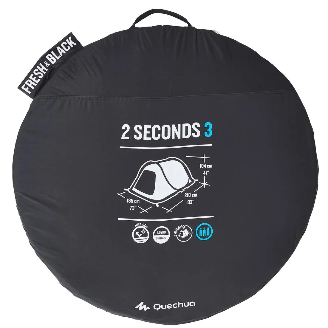 Camping tent 2 Seconds - 3-Person - Fresh&Black