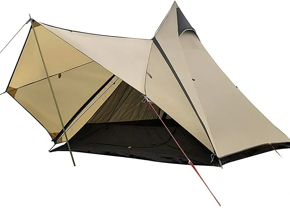 Camping Tent,Camping Pyramid Tipi Tent Outdoor Adult Indian Teepee Tent Double Layers Yurt Tents for Outdoor Camping Hiking Hunting 3-4 Person Hopeful, Camel