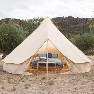 Camping Tent,Pyramid Round Bell Tent Canvas Yurt Tent with Zipped Groundsheet, 4 Season Large Family Teepee Tents for Family Outdoor Camping, Diameter Hopeful