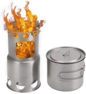 Camping Wood Stove Titanium Wood Burning Stove Outdoor Folding Backpacking Camp Stove for Camping Cooking (Color : Silver Size : One Size) (Silver One Size)