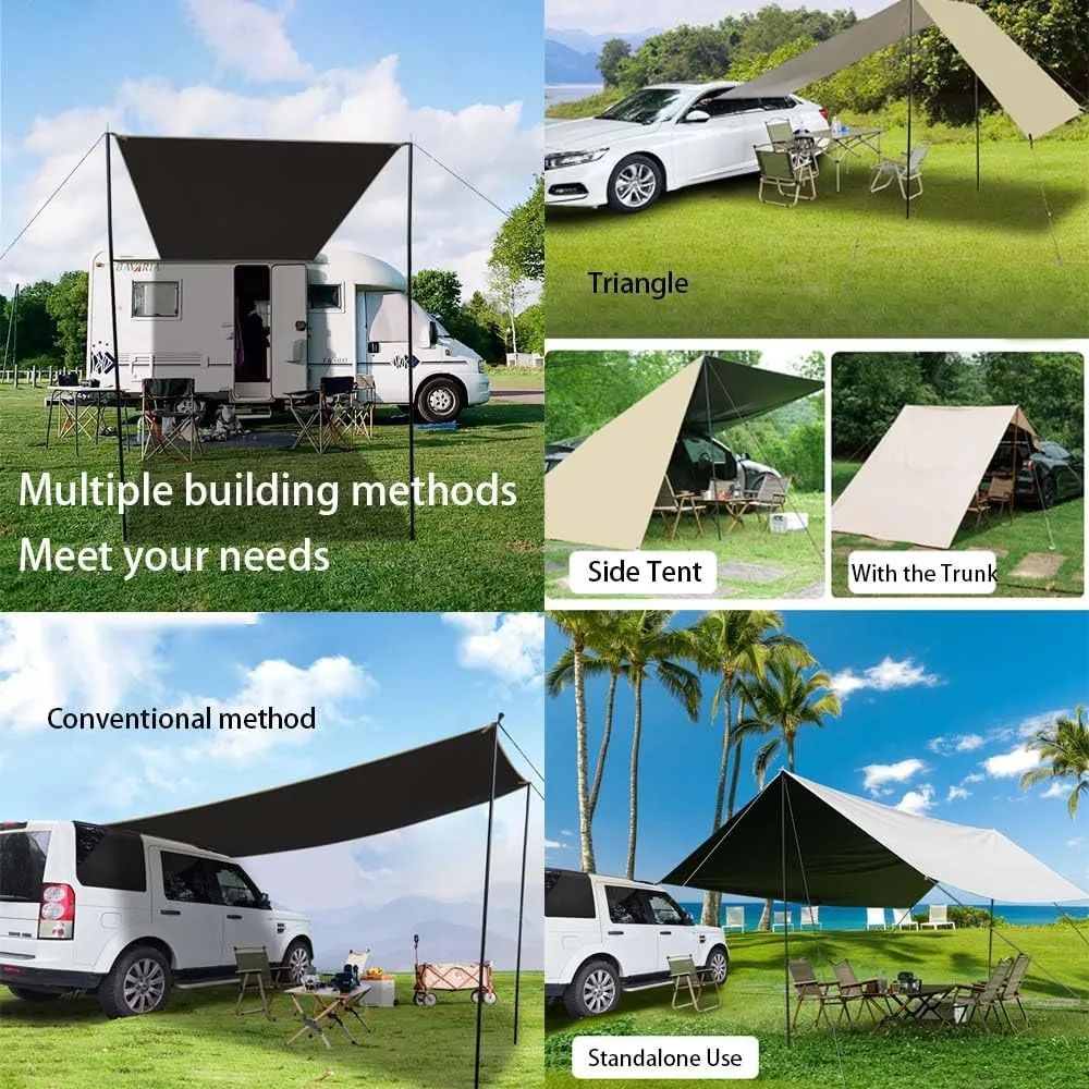 Car Awning Canopy for Dodge Ram 1500 2019 2020 2021 2022 2023 2024,Waterproof Protects from Rain Sun Auto Side Tent Four Season Camping Outdoor Activities Products,2-A