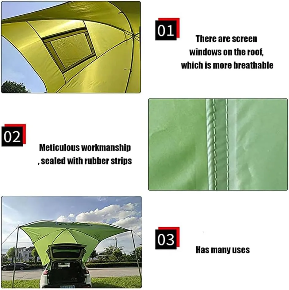Car Awning for Chevrolet Bel Air/C/K-Series/Caprice/Chevelle/El Camino, Ventilation Awning Shade Tailgate Tent Easy Outdoor Sun Shade Easy Installation and Removal,B Grey