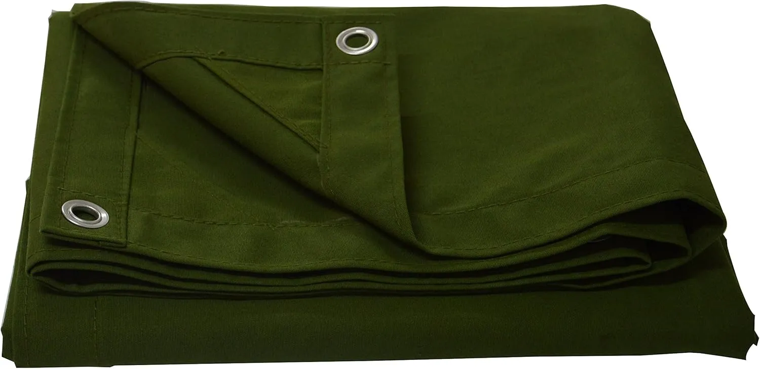 CARTMAN Finished Size 8x10 Feet Canvas Tarp with Rustproof Grommets, Heavy Duty Multipurpose Tarpaulin Cover for Canopy Tent, Roof, Camping, Woodpile