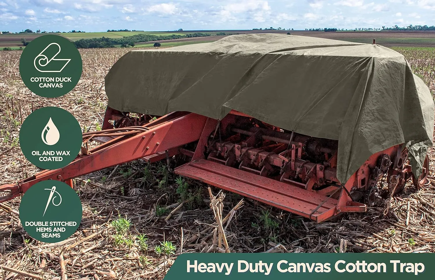 CCS Waterproof Canvas Tarp Cover (21oz) – Heavy Duty Duck Cloth, Waxed Canvas Tarpaulin with Rustproof Brass Grommets for Camping, Construction, Equipment & Outdoor Use (Olive Drab,6x8 Ft)