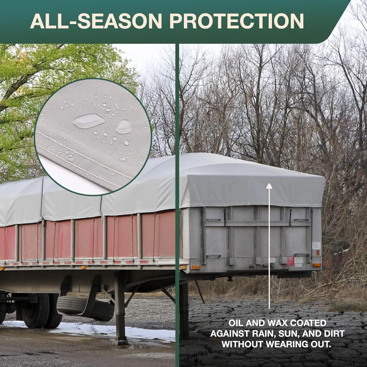 CCS Waterproof Canvas Tarp Cover – Heavy Duty Duck Cloth, Waxed Canvas Tarpaulin with Rustproof Brass Grommets for Camping, Construction, Equipment & Outdoor Use (Grey, 8x12 Ft)