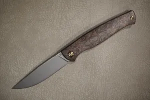 Cheburkov Knife Leader Light New, Steel M390, Handle Marble Carbon with Bronze Powder, Bronze Titanium