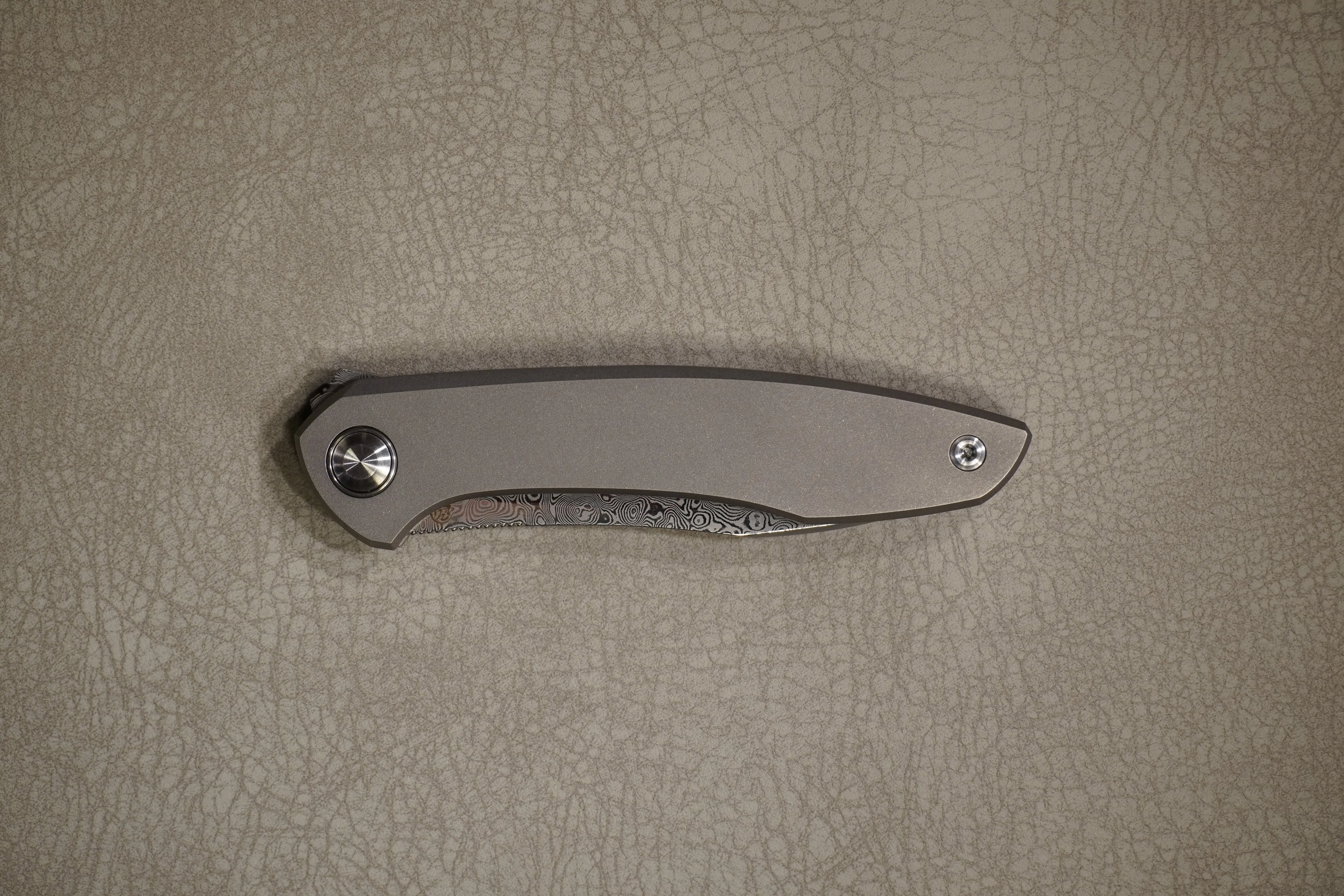 Cheburkov Knife Russian, Steel Damascus, Handle Gray Titanium