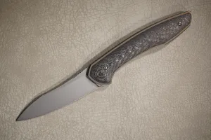 Cheburkov Knife Russian with Insert, Steel M390, Handle Black Carbon, Bronze Anodized Titanium