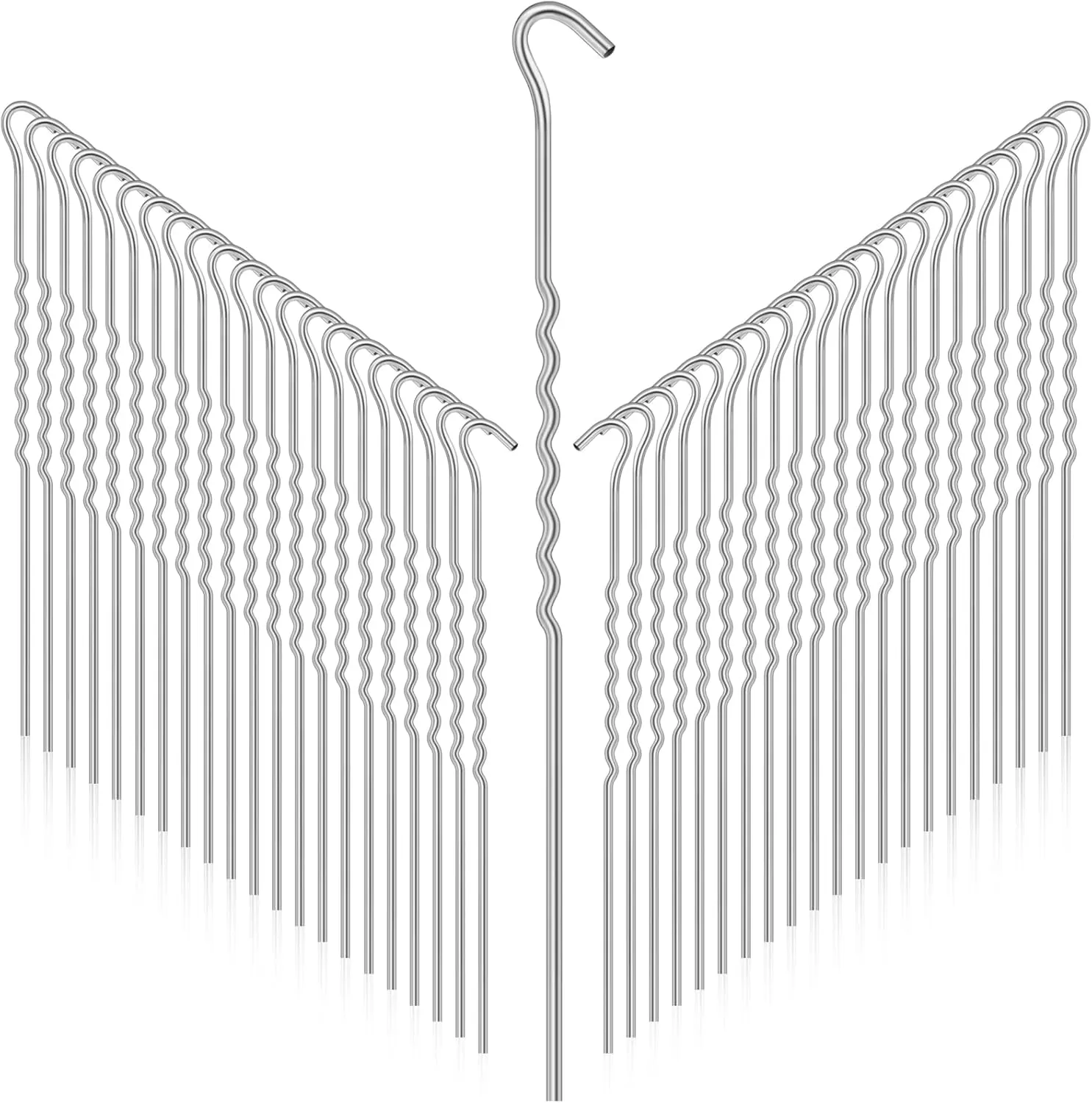 Cindeer 60 Pcs Kinked Metal Tent Stakes 12 Inch Metal Garden Edging Fence Hooks Pegs Dog Dig Proof Yard Spikes Heavy Duty Galvanized Ground Stakes Spikes Long Tent Pegs for Outdoor Canopy Tarp