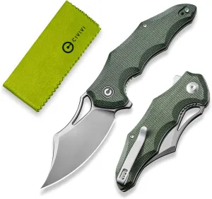 CIVIVI Chiro Cool Pocket Knife for EDC, Folding Knife with Flipper 3.1" 14C28N Blade Canvas Micarta Handle, Utility Knife for Men Women C23046-2