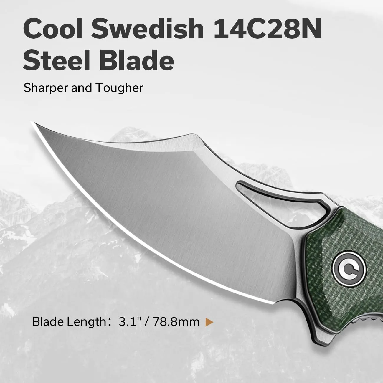 CIVIVI Chiro Cool Pocket Knife for EDC, Folding Knife with Flipper 3.1" 14C28N Blade Canvas Micarta Handle, Utility Knife for Men Women C23046-2