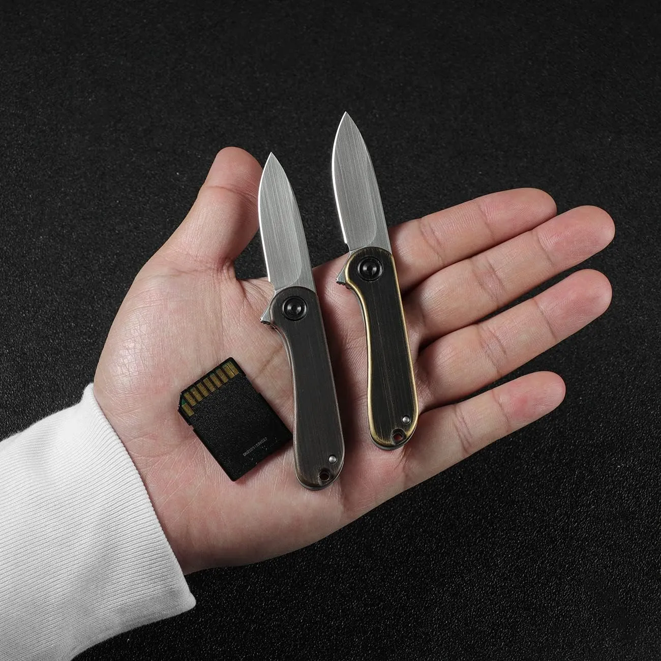 CIVIVI Mini Elementum Flipper Pocket Knife, Small Folding Knife with 1.83" 14C28N Blade, Copper and Stainless Steel Handle C18062Q-2