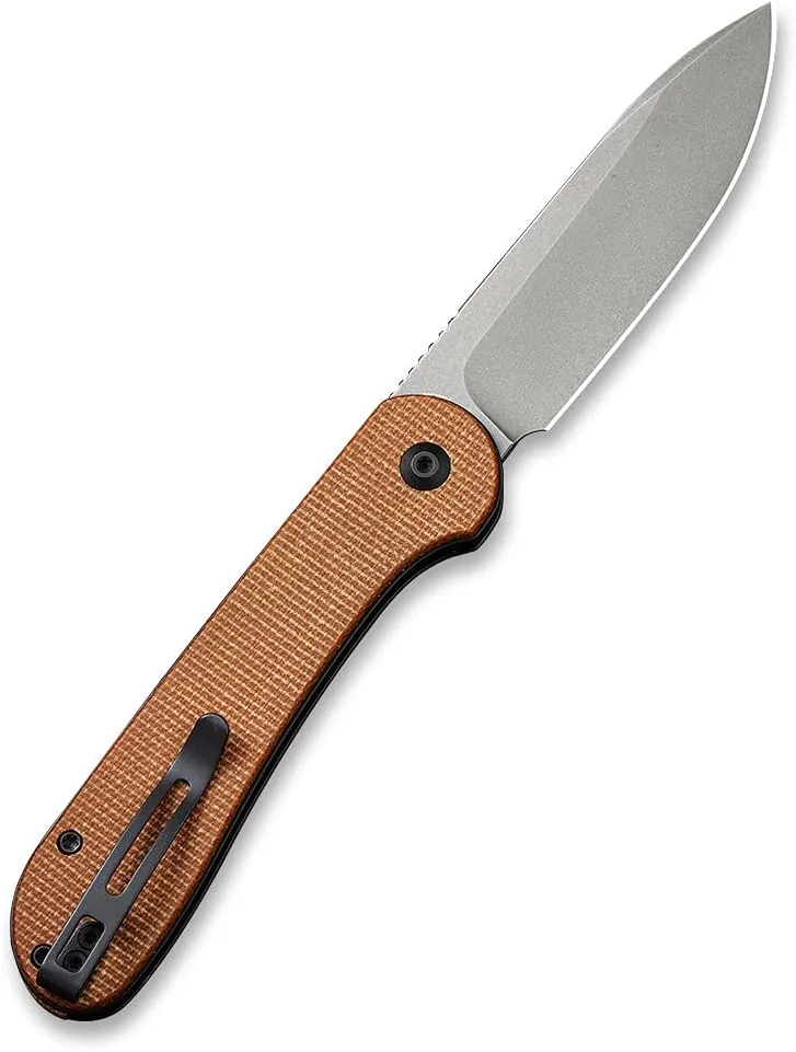 CIVIVI Pocket Folding Knife with 3.47" 14C28N Blade Micarta Handle, Button Lock Elementum Knife for EDC C2103D (Brown)