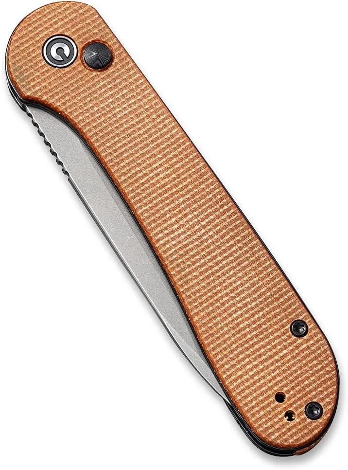 CIVIVI Pocket Folding Knife with 3.47" 14C28N Blade Micarta Handle, Button Lock Elementum Knife for EDC C2103D (Brown)