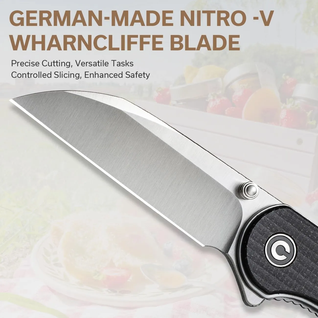 CIVIVI Pocket Knife - Elementum Folding Knife with 2.97'' Nitro-V Wharncliffe Blade Micarta Handle, Ideal for Outdoor EDC Gift C18062AF-3